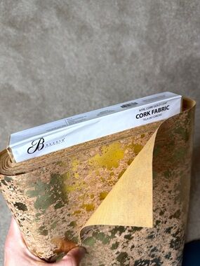 Belagio Natural Cork Fabric with Gold Leaf Approx 14 yards 573637279